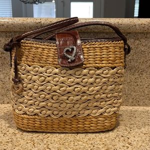 Brighton Sadie Woven Straw Bag with Leather Strap
